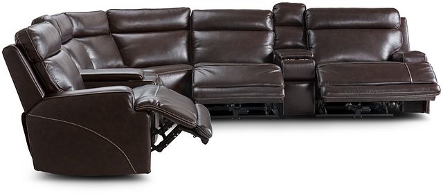 Valor Dark Brown Leather Large Triple Power Reclining Two-arm Sectional