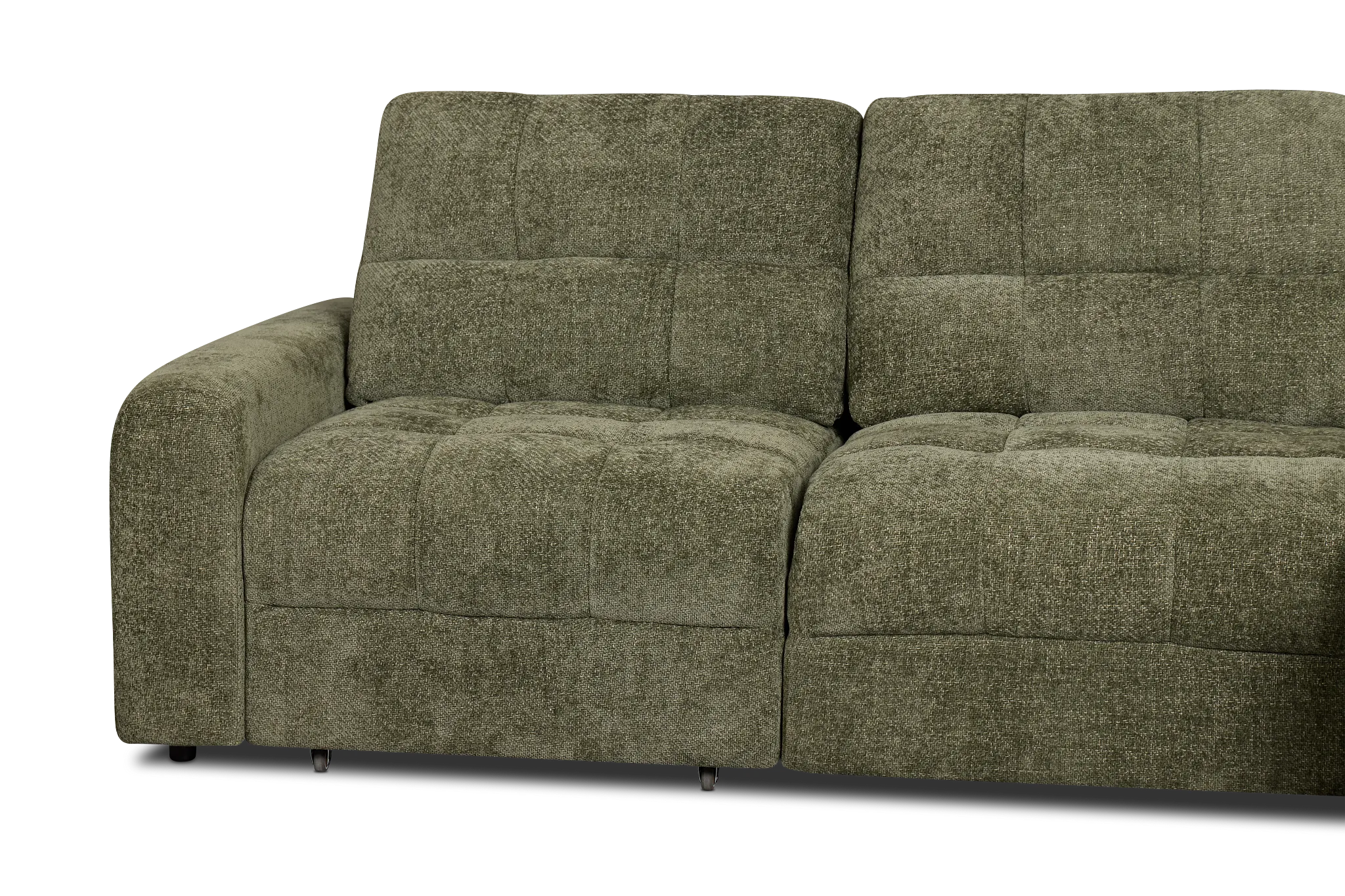 Hendrix Green Fabric Right Dual Power Extension Chaise Sectional