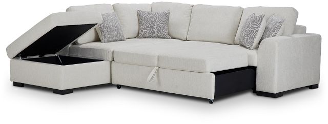 Blakely White Fabric Small Left Bumper Sleeper Sectional