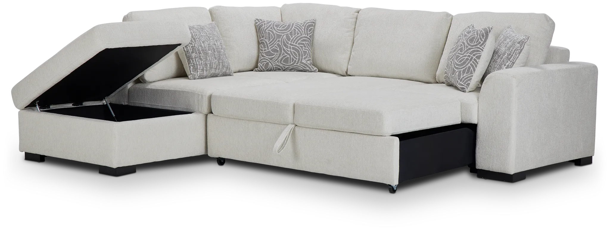 Blakely White Fabric Small Left Bumper Sleeper Sectional