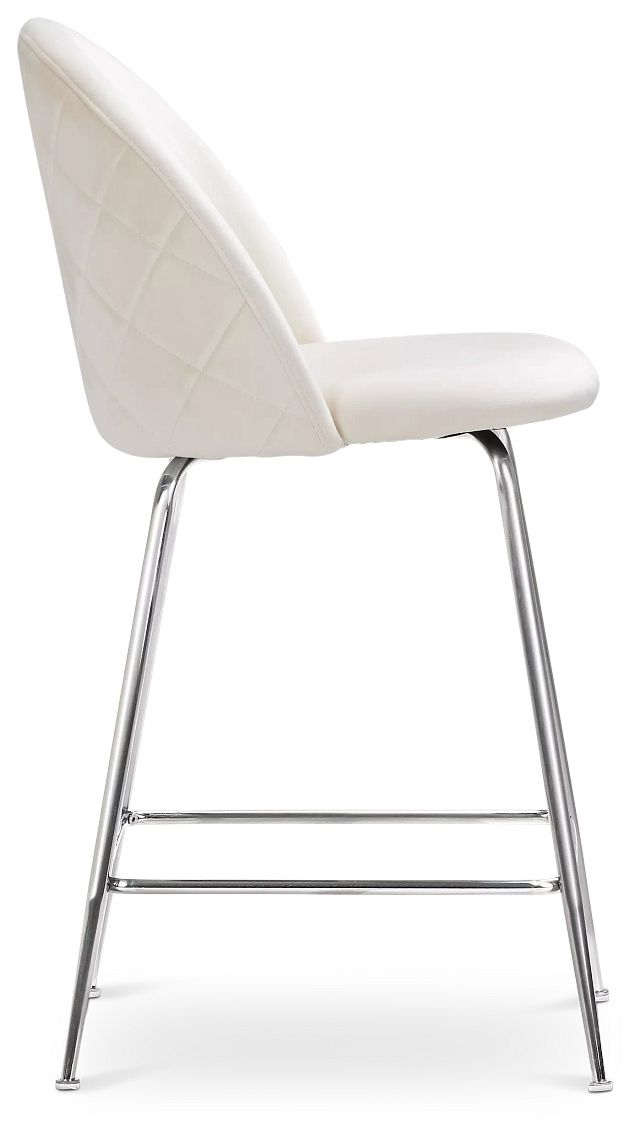 Capri Ivoryvelvet Upholstered 24" Barstool W/chrome Legs