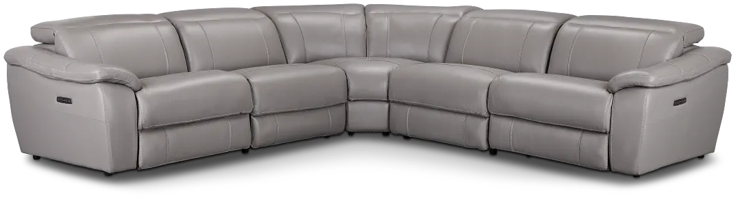 Marion Gray Lthr/vinyl Small Two-arm Power Reclining Sectional