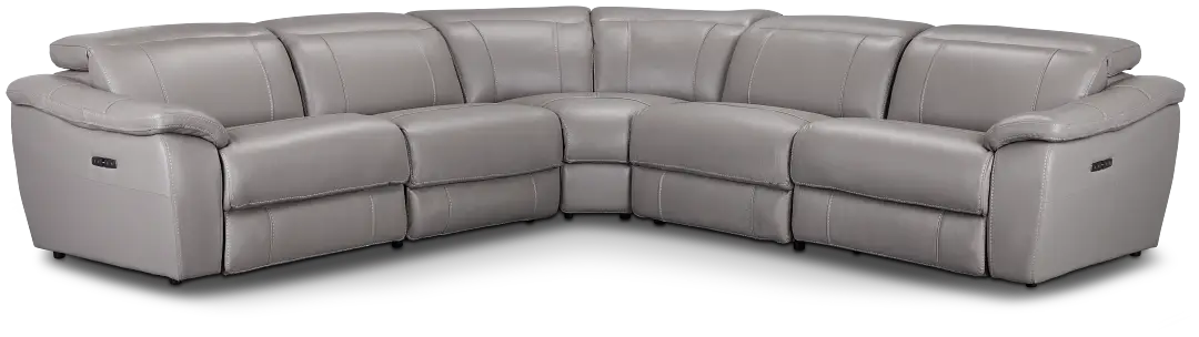 Marion Gray Lthr/vinyl Small Two-arm Power Reclining Sectional Marion Gray Lthr/vinyl Small Two-arm Power Reclining Sectional