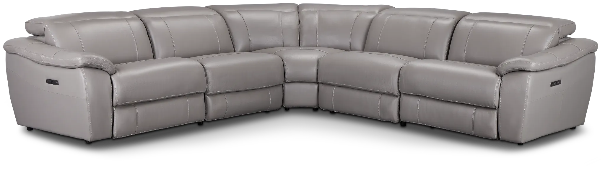 Marion Gray Lthr/vinyl Small Two-arm Power Reclining Sectional