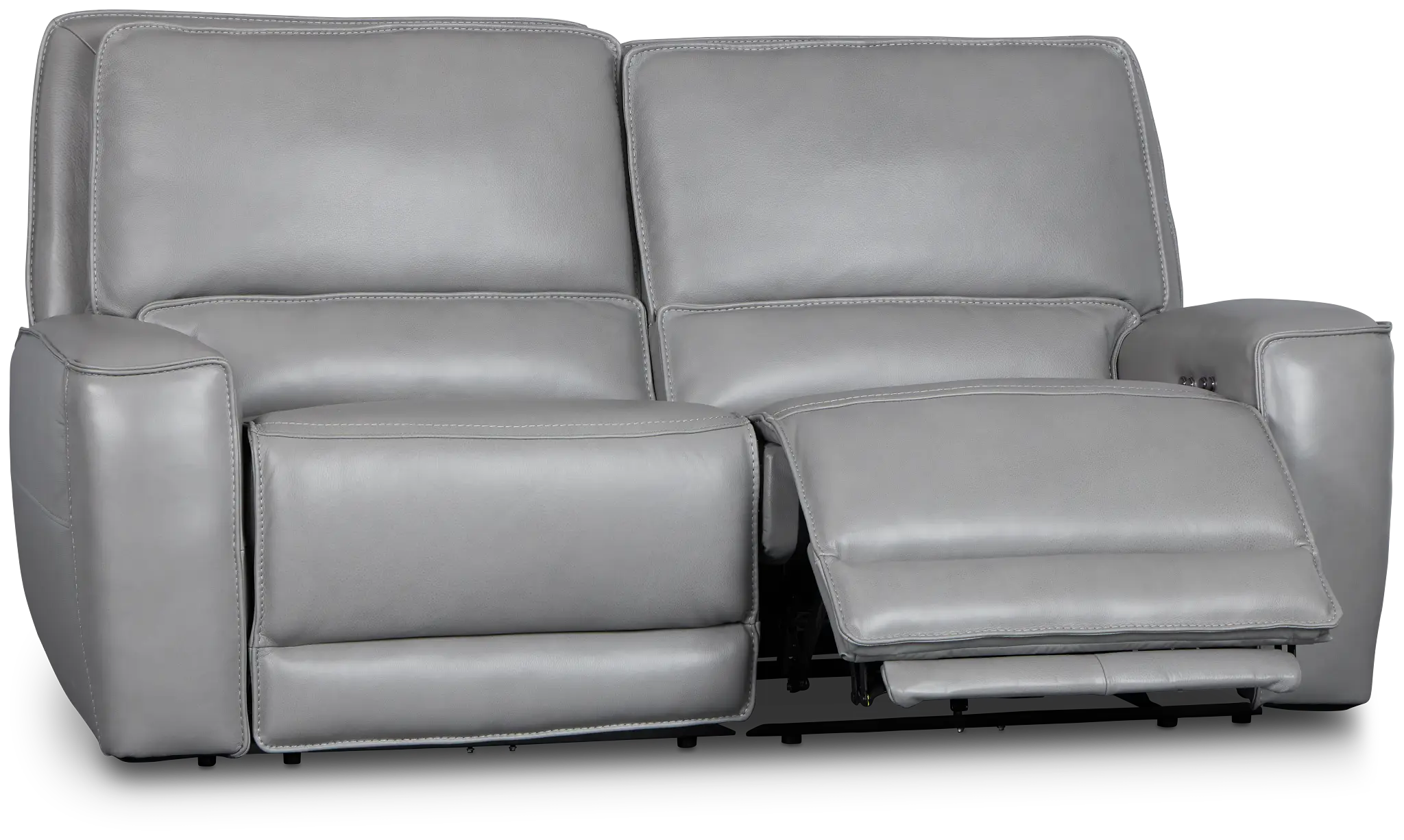 Miles Light Gray Lthr/vinyl Power Reclining Sofa Miles Light Gray Lthr/vinyl Power Reclining Sofa