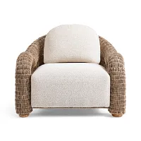 Cross Beige Woven Cushioned Chair