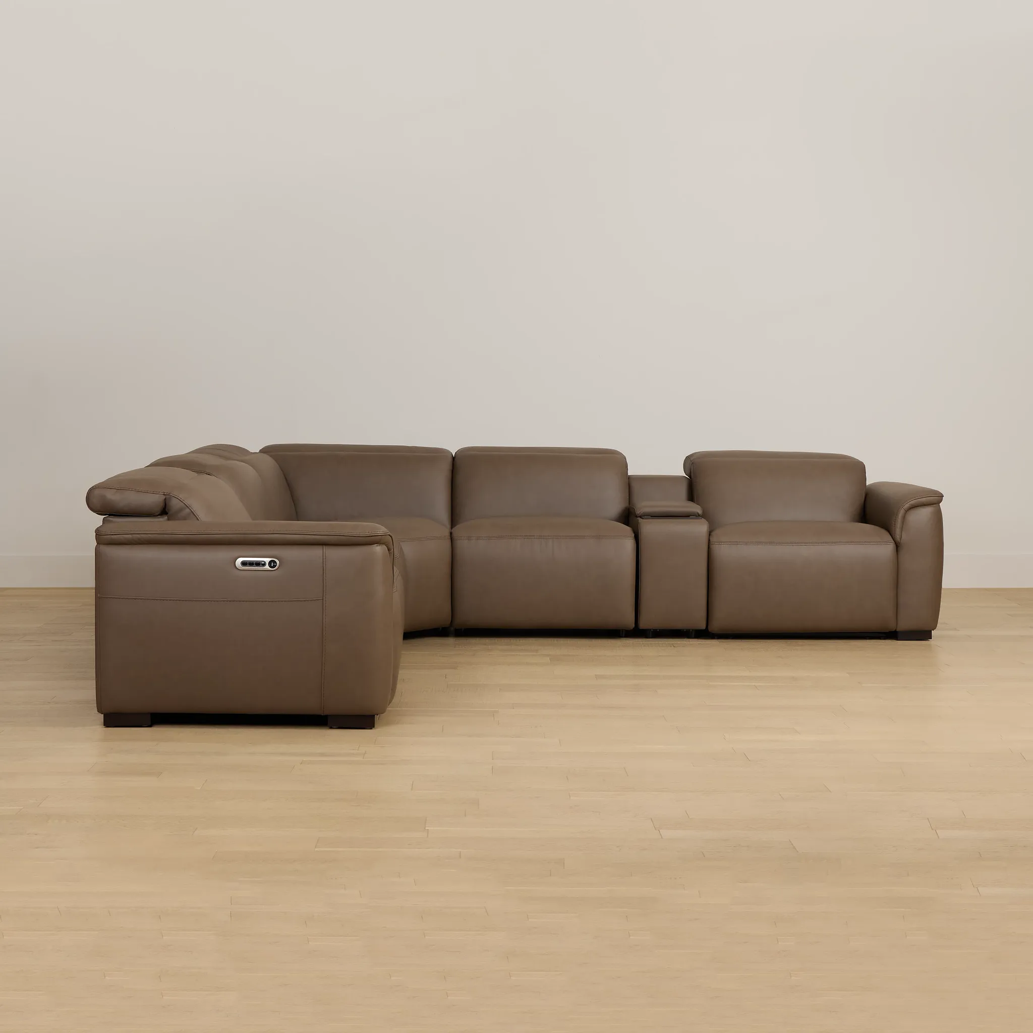 Brodie Dark Brown Lthr/vinyl Large Dual Power Reclining Two-arm Sectional