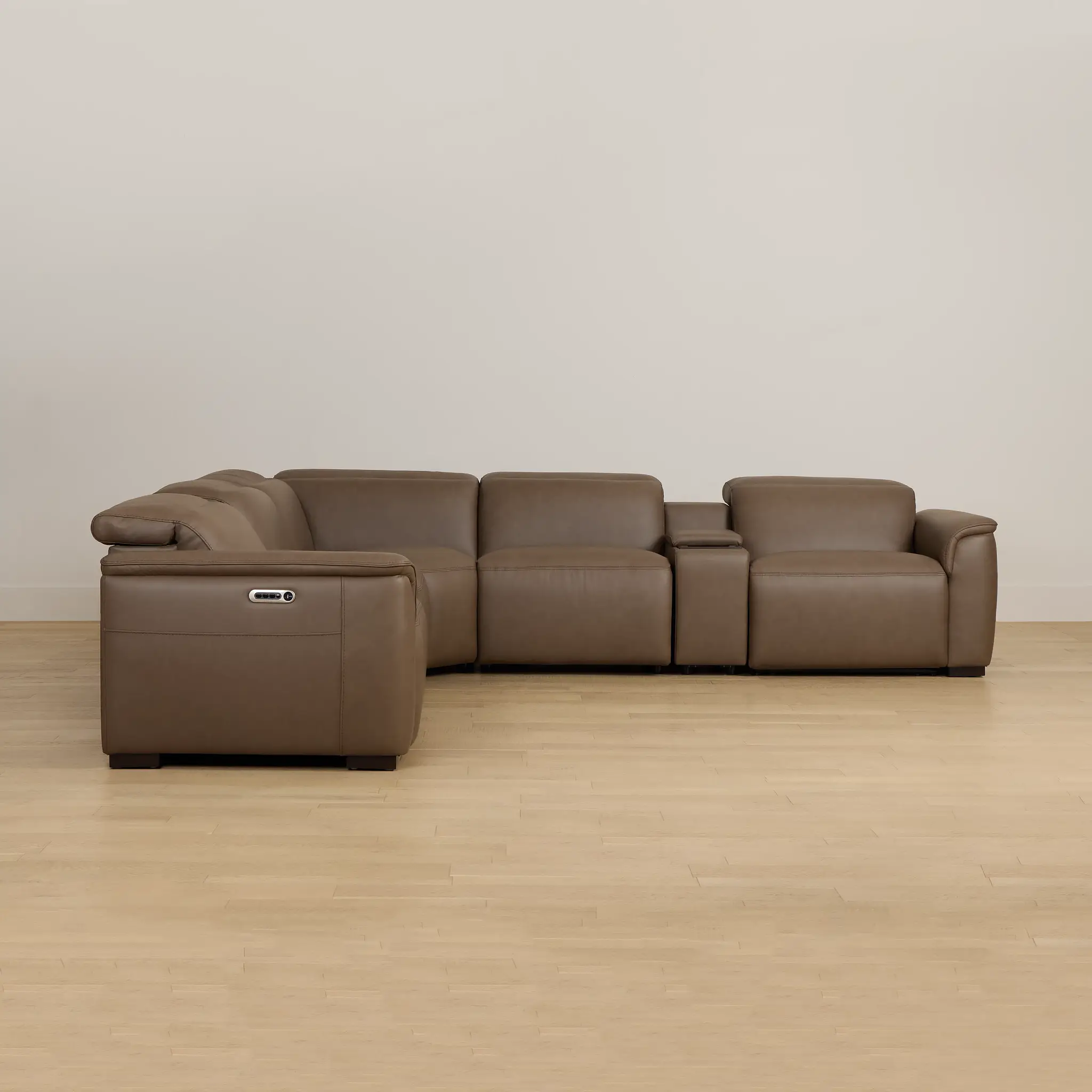Brodie Dark Brown Lthr/vinyl Large Dual Power Reclining Two-arm Sectional Brodie Dark Brown Lthr/vinyl Large Dual Power Reclining Two-arm Sectional