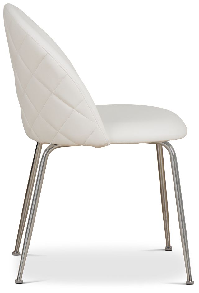 Capri White Micro Upholstered Side Chair W/ Chrome Legs