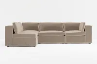 Destin Joya Beige Velvet 4-piece Modular Sectional