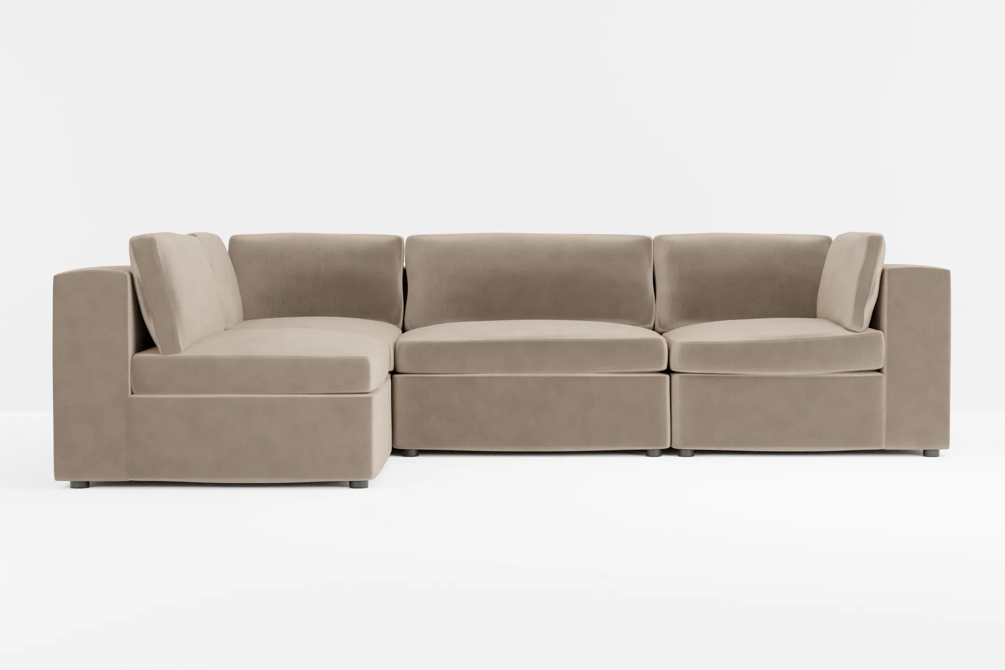 Destin Joya Beige Velvet 4-piece Modular Sectional