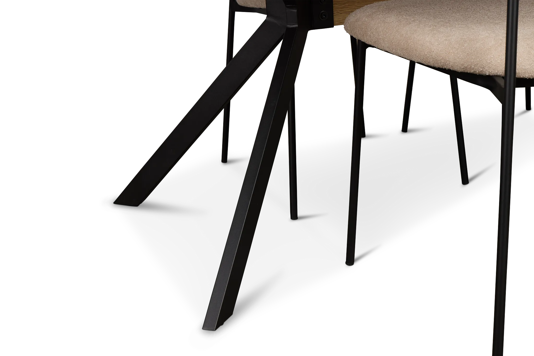 Lynden Light Tone Rect Table & 4 Beige Woven Upholstered Side Chairs