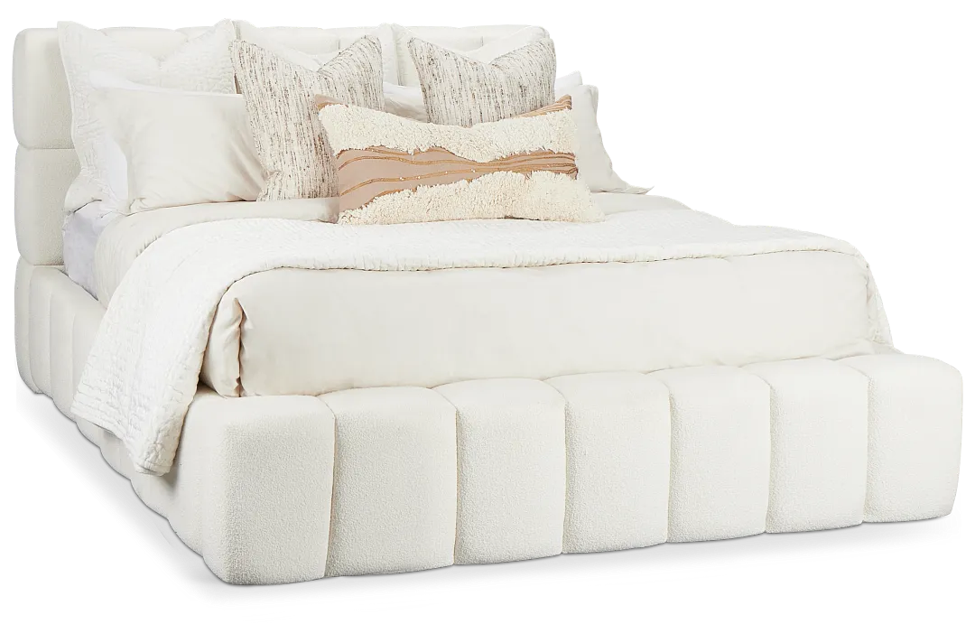 Malibu Light Beige Tufted Platform Bed