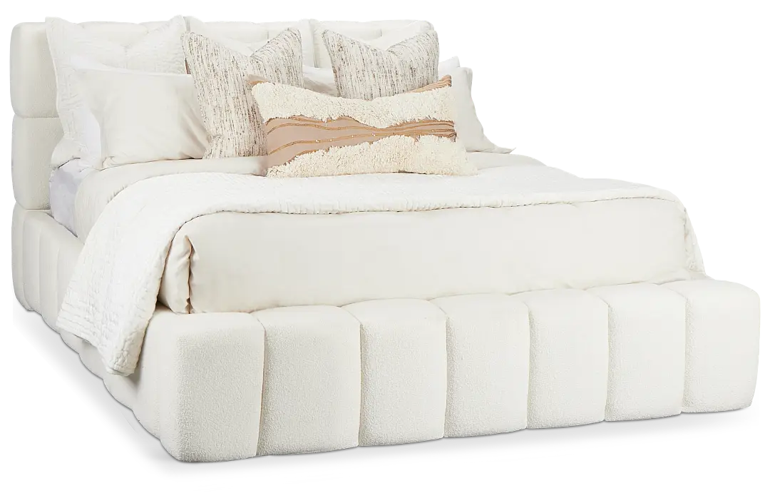 Malibu Light Beige Tufted Platform Bed Malibu Light Beige Tufted Platform Bed
