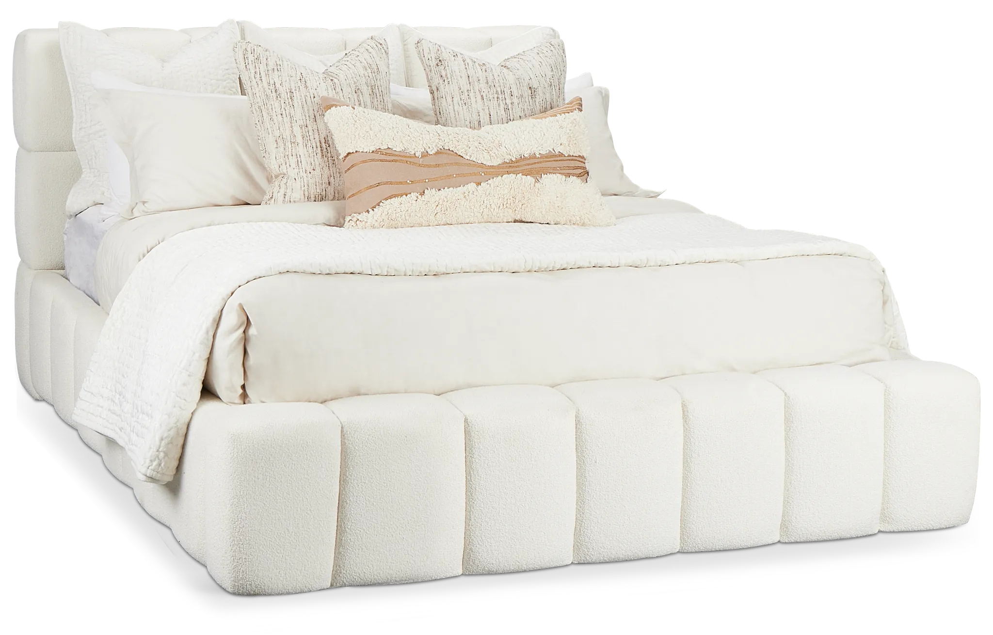 Malibu Light Beige Tufted Platform Bed