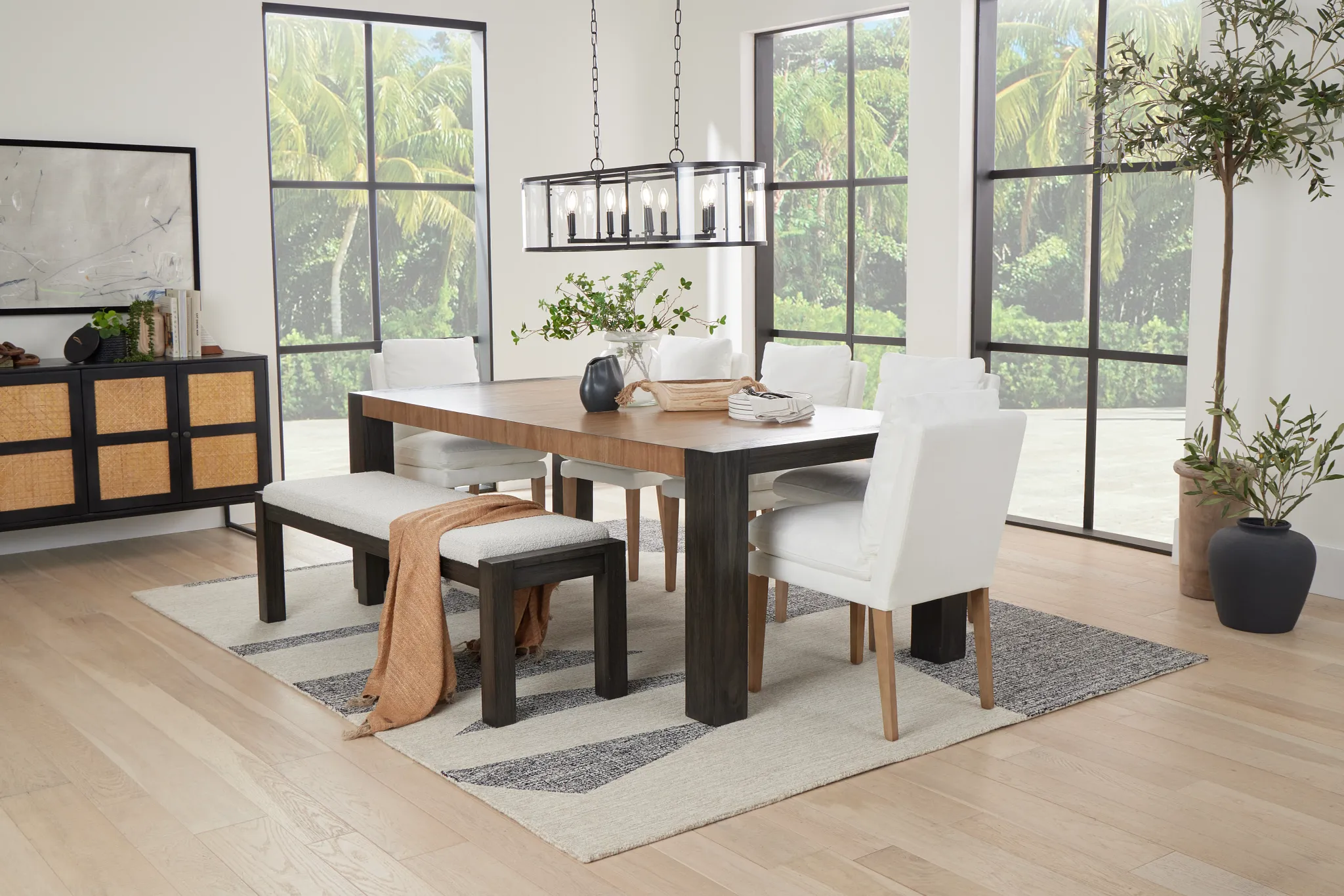 Jackson White Upholstered Dining Bench