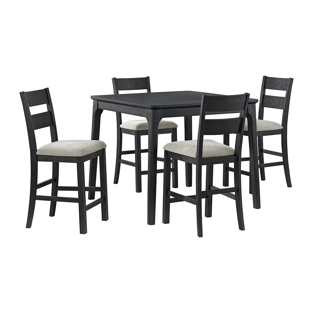 Kerensa Black Square High Table & 4 Upholstered Barstools Kerensa Black Square High Table & 4 Upholstered Barstools