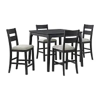 Kerensa Black Square High Table & 4 Upholstered Barstools