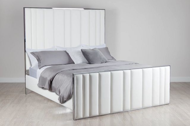 Ocean Drive White Metal Panel Bed