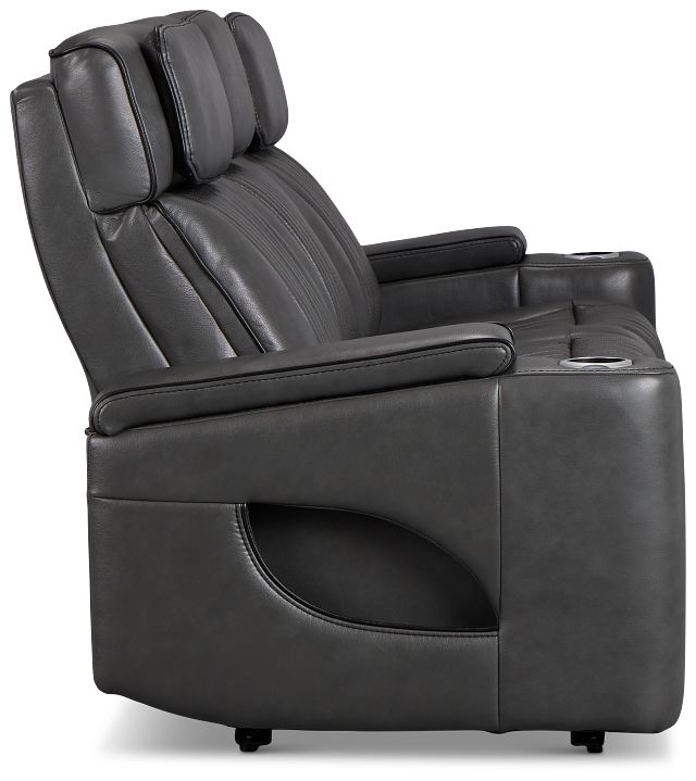 Nova Dark Gray Lthr/vinyl Power Reclining Sofa W/ Massage