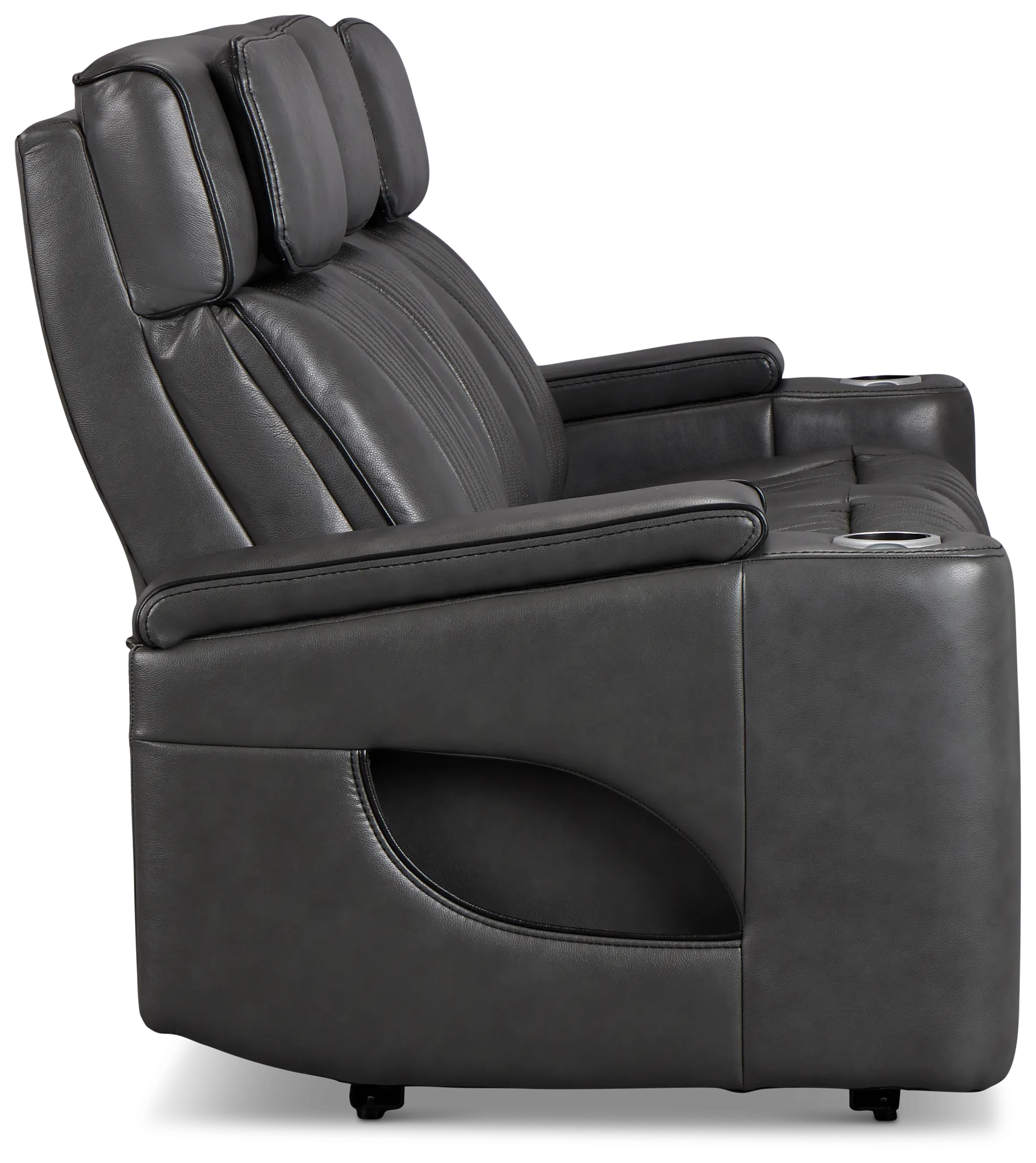 Nova Dark Gray Lthr/vinyl Power Reclining Sofa W/ Massage