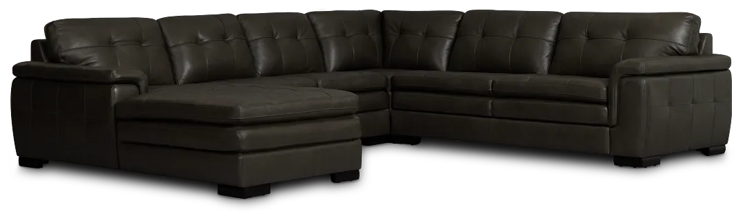 Braden Dark Gray Leather Medium Left Chaise Sectional