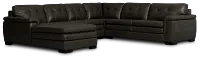 Braden Dark Gray Leather Medium Left Chaise Sectional
