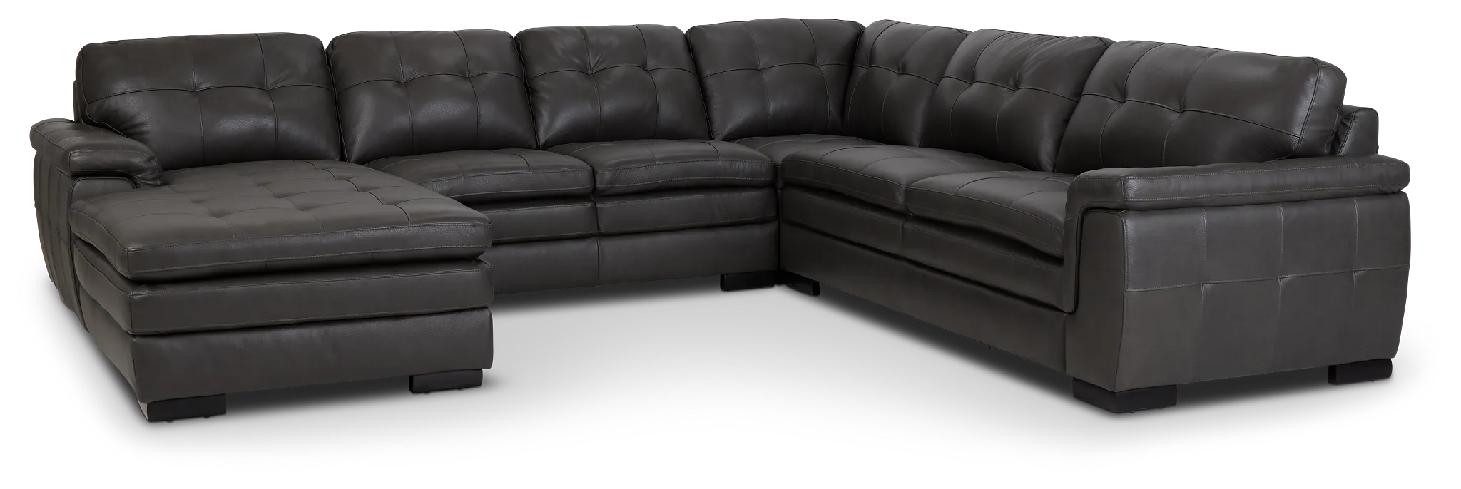 Braden Dark Gray Leather Medium Left Chaise Sectional