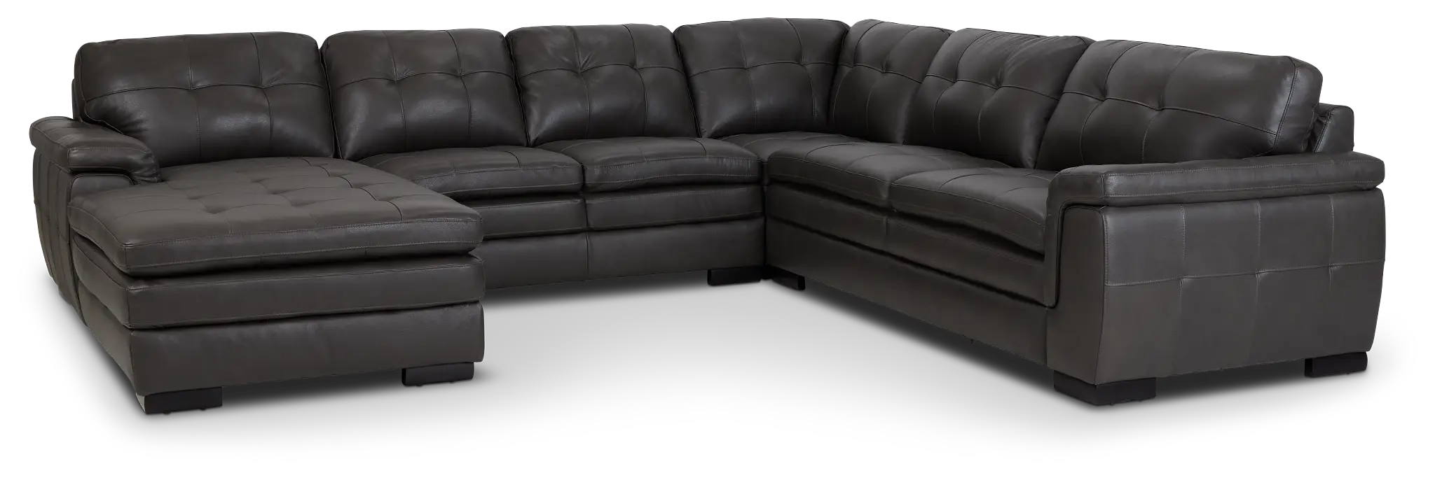 Braden Dark Gray Leather Medium Left Chaise Sectional Braden Dark Gray Leather Medium Left Chaise Sectional