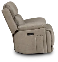 Benson Beige Micro Power Swivel Glider Recliner