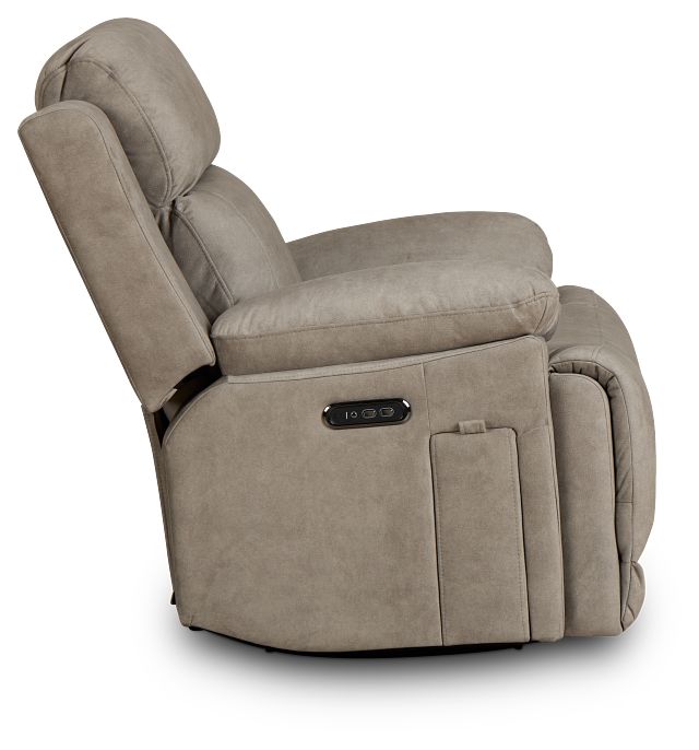 Benson Beige Micro Power Swivel Glider Recliner
