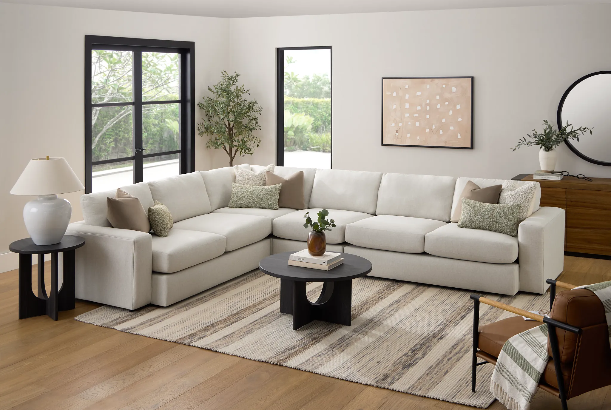 Brantley Light Beige Fabric Medium Two-arm Sectional