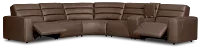 Sawyer Dark Brown Micro Medium Dual Power 2-arm Reclining Sectional