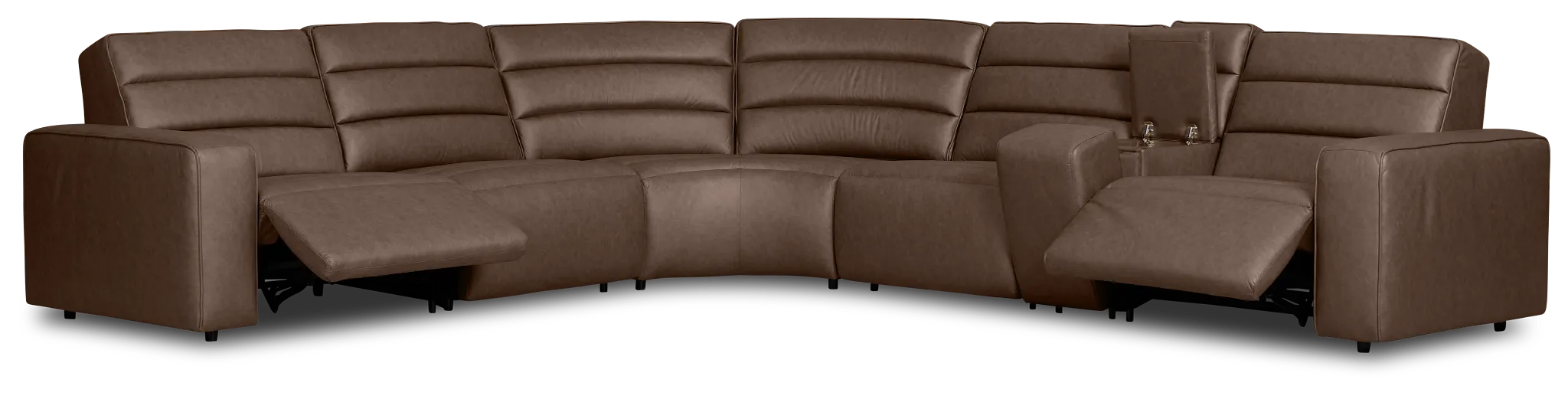 Sawyer Dark Brown Micro Medium Dual Power 2-arm Reclining Sectional