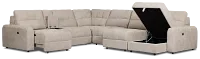 Hendrix Light Taupe Fabric Large Dual Power Right Extension Chaise Sectional