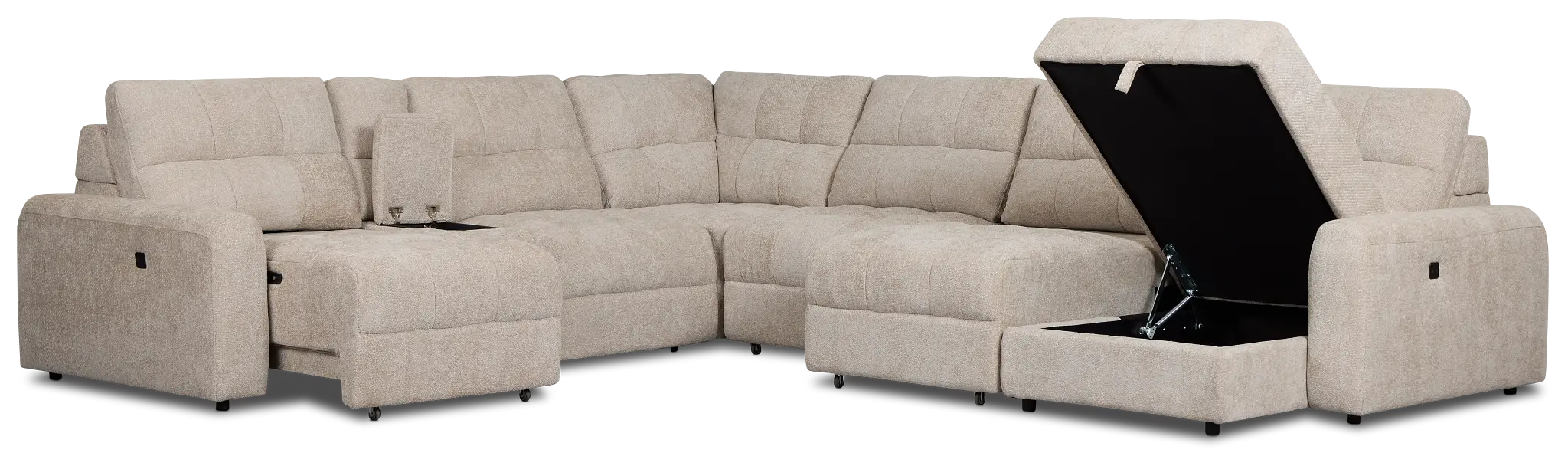 Hendrix Light Taupe Fabric Large Dual Power Right Extension Chaise Sectional Hendrix Light Taupe Fabric Large Dual Power Right Extension Chaise Sectional