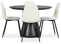 Merrick Black Round Table & 4 Upholstered Chairs