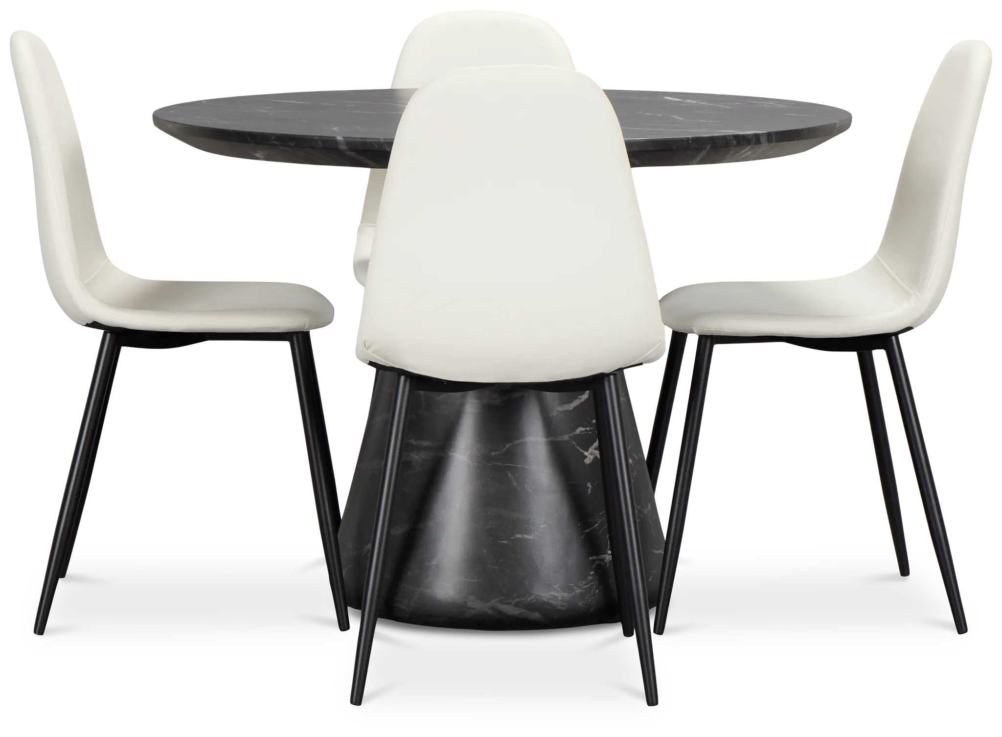 Merrick Black Round Table & 4 Upholstered Chairs