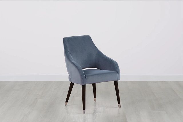 Naveen Light Gray Velvet Upholstered Arm Chair