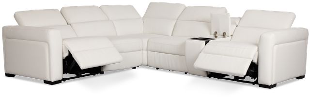 Melody White Micro Medium Dual Power 2-arm Reclining Sectional