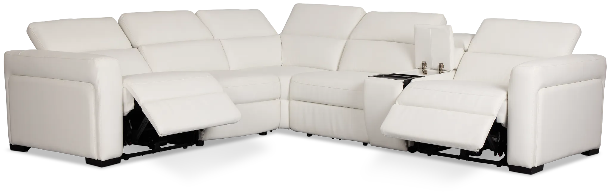 Melody White Micro Medium Dual Power 2-arm Reclining Sectional