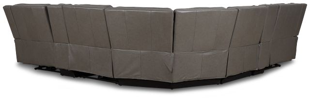 Jasper Gray Leather Large Triple Power Reclining Two-arm Sectional
