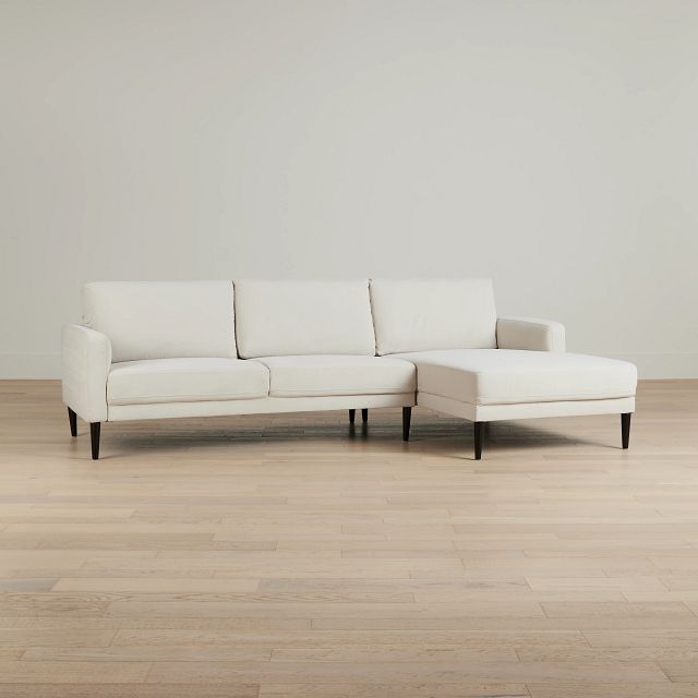 Nala Light Beige Velvet Right Chaise Sectional