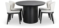 Nomad Black 94" Oval Table & 4 Light Beige Chairs W/ Black Legs