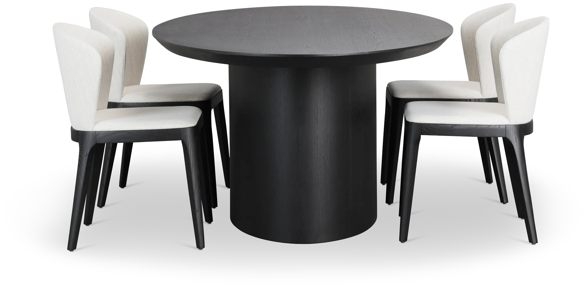 Nomad Black 94" Oval Table & 4 Light Beige Chairs W/ Black Legs