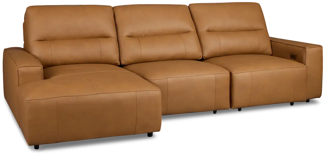 Rudy Brown Lthr/vinyl Left Dual Power Extension Chaise Sectional Rudy Brown Lthr/vinyl Left Dual Power Extension Chaise Sectional