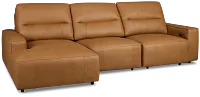 Rudy Brown Lthr/vinyl Left Dual Power Extension Chaise Sectional