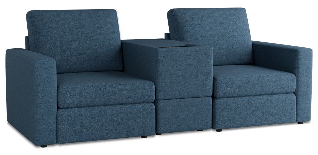 Citymod Blue Fabric 3-piece Modular Sofa With Storage Console