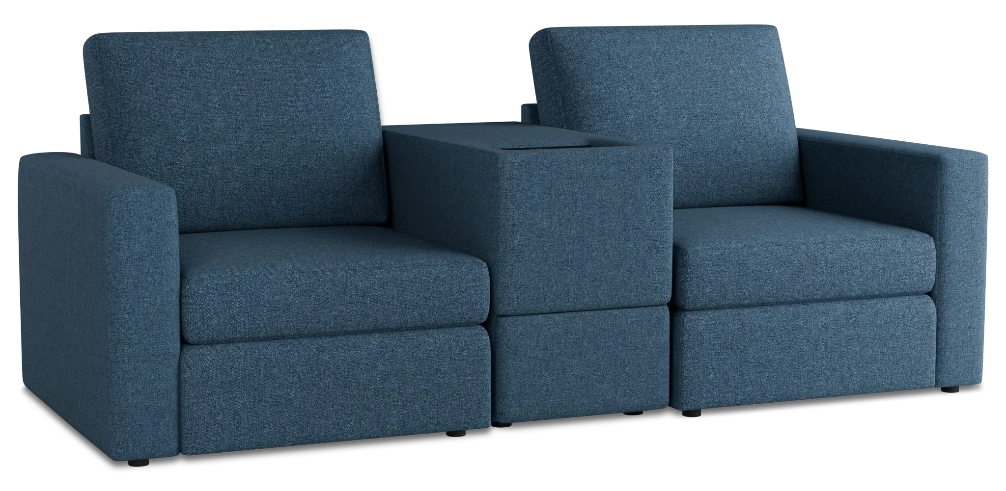Citymod Blue Fabric 3-piece Modular Sofa With Storage Console Citymod Blue Fabric 3-piece Modular Sofa With Storage Console