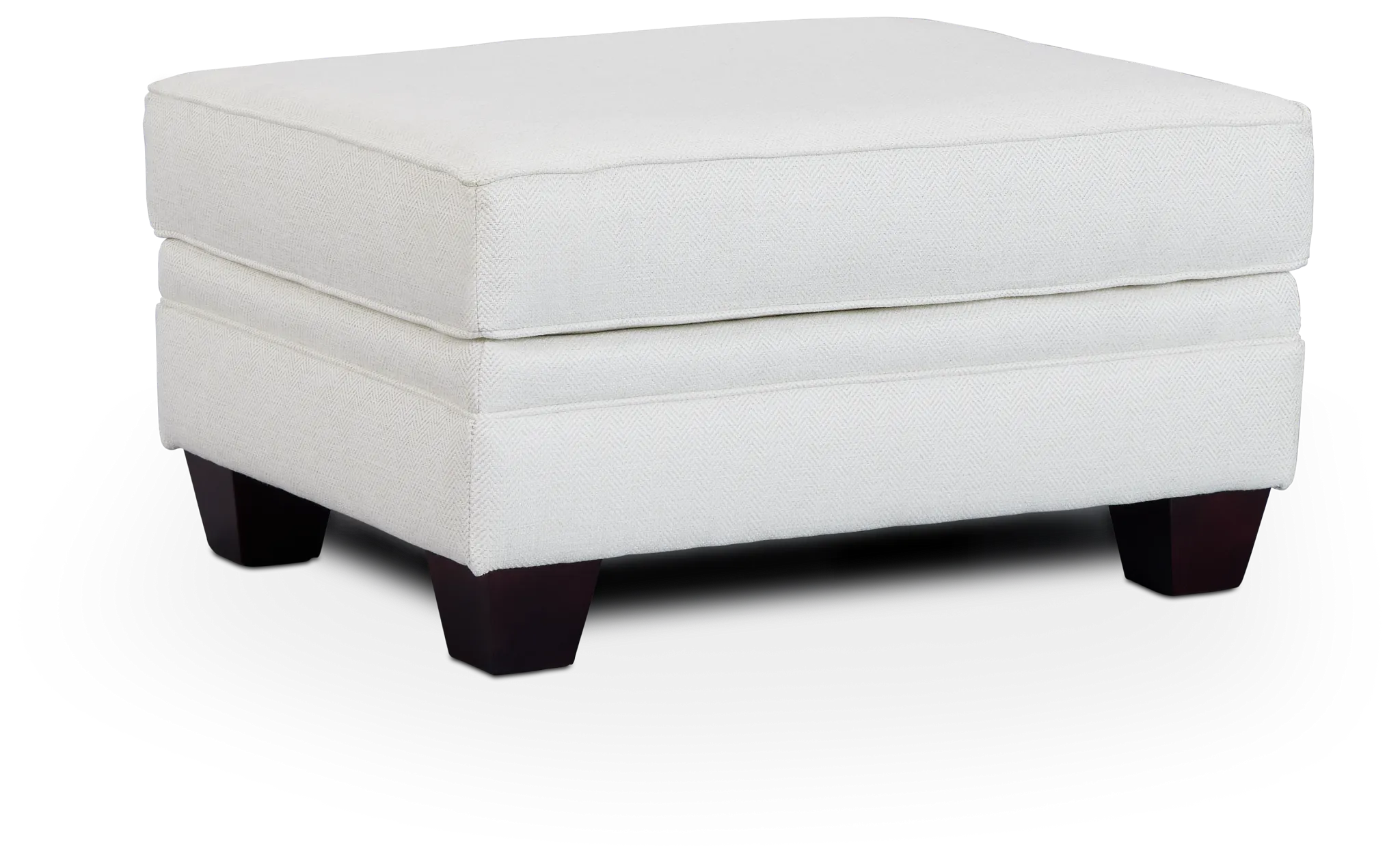 Avery White Fabric Ottoman